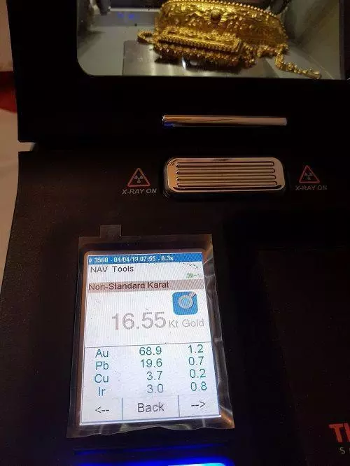 XRF test 2 - below 22ct