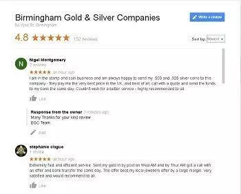 Genuine Gold Buyer Reviews Of The Birmingham Gold Company -  Sell Gold, Silver, Jewellery and Scrap 